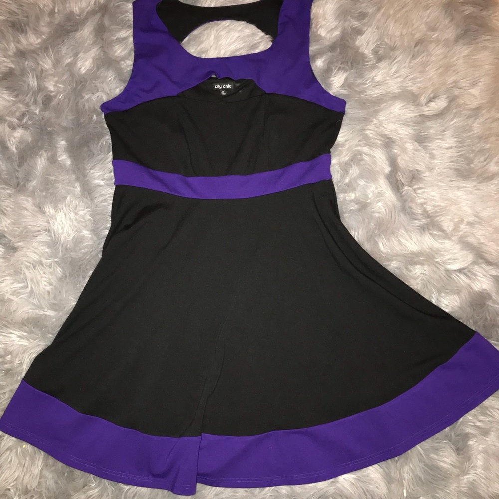 Black and purple dress.